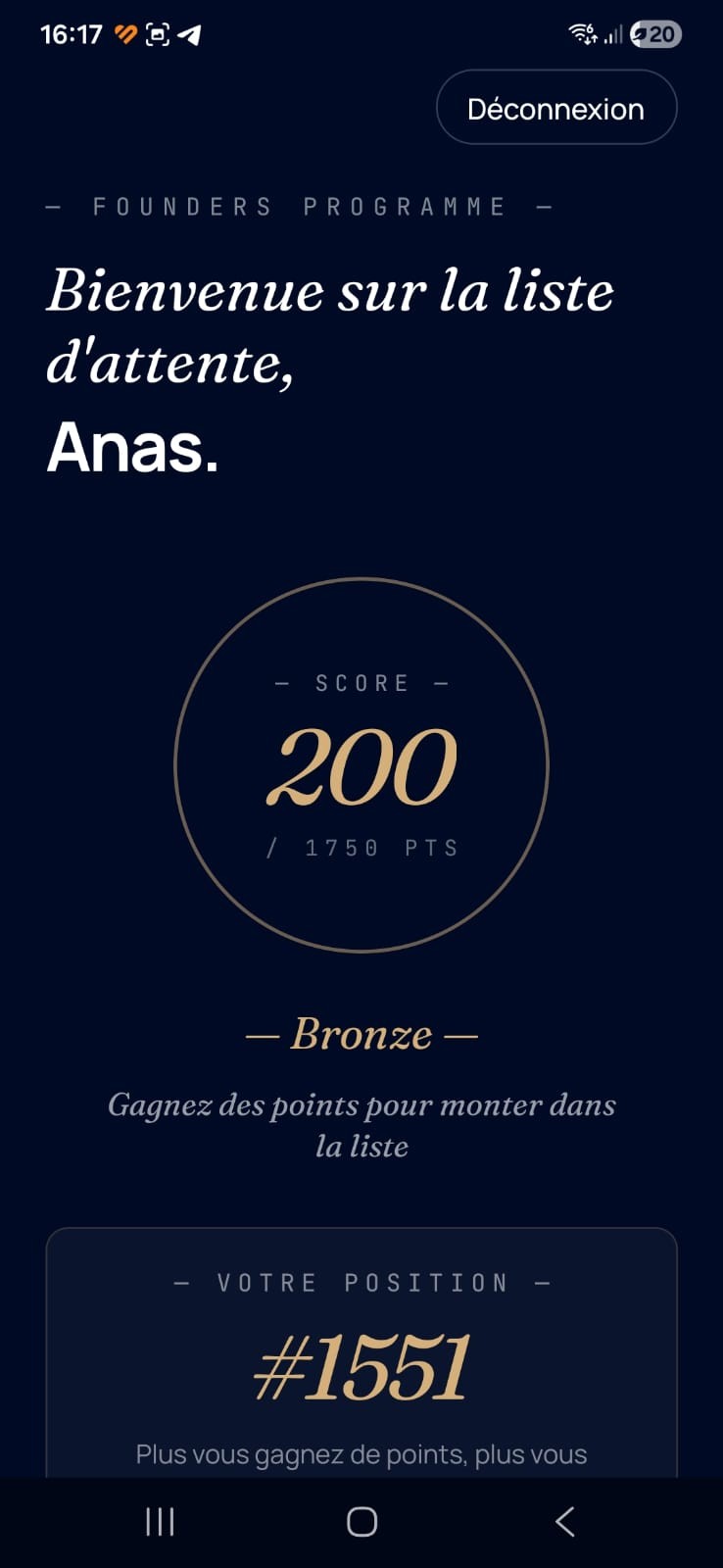 Écran score de fiabilité edenia